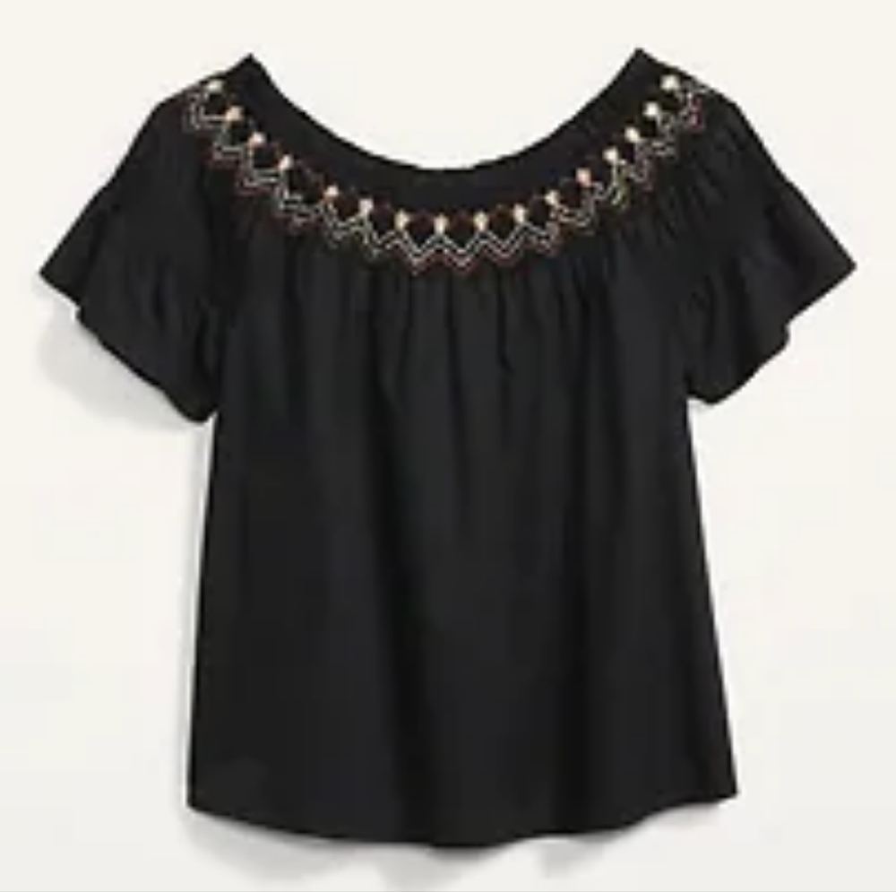 Smocked Off-the-Shoulder Flutter-Sleeve Top for Women